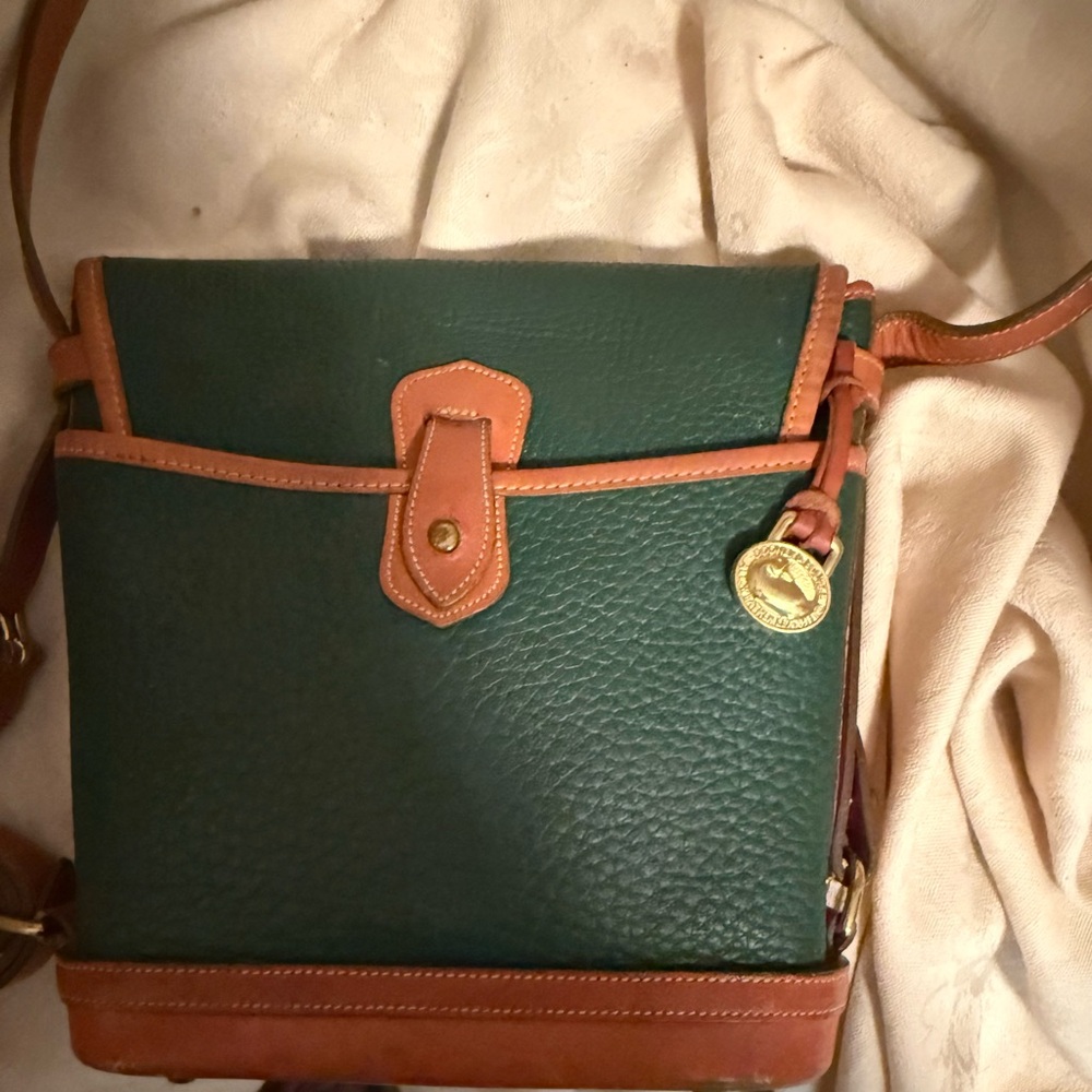 Dooney & Bourke Green and Brown Crossbody Bag with Flap Closure - Picture 4 of 10